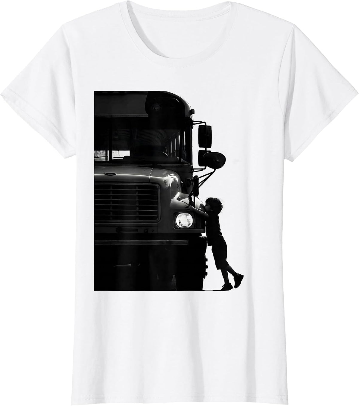 Child Hug School Bus Driver Novelty Humor T-Shirt - White