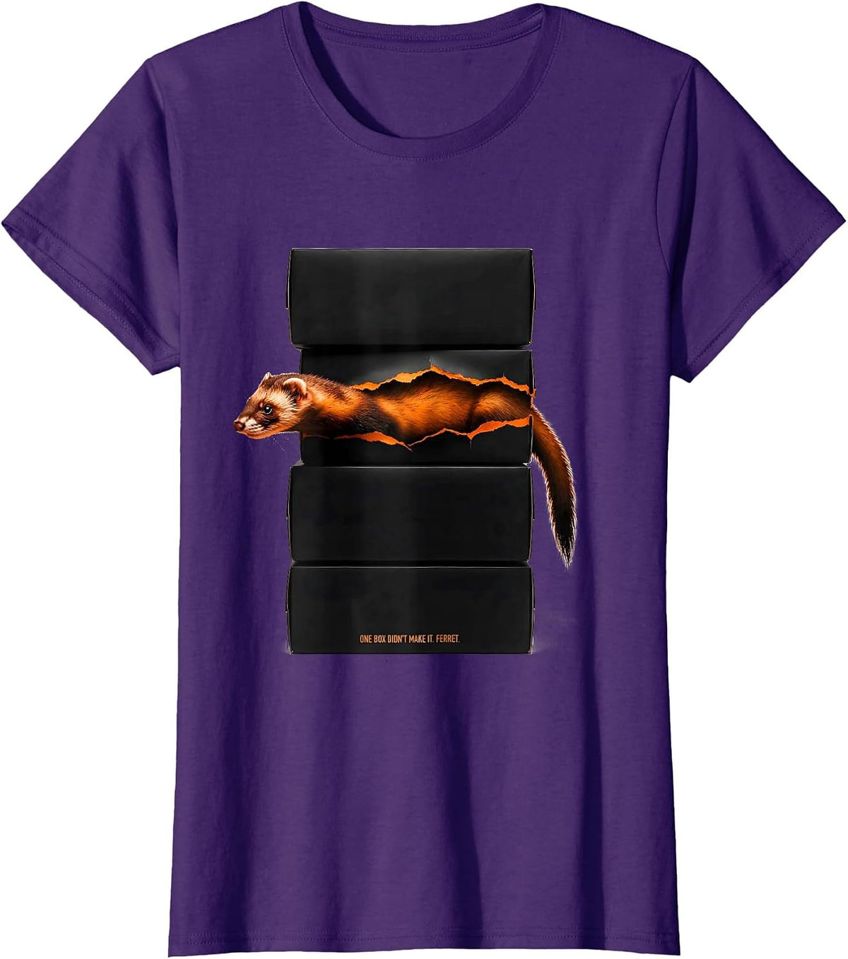 Women's One Box Didn't Make It Ferret Brutalist Ferret Lover T-Shirt - Purple