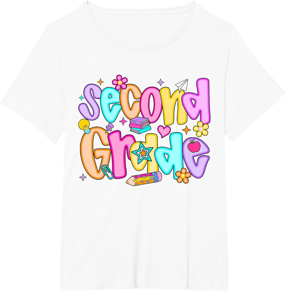 Preppy Second Grade Back to School 2nd Grade Teachers Girls T-Shirt - White
