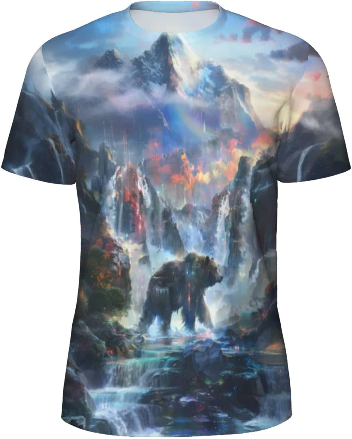 3D Pattern Printed T-Shirt Design Short Sleeve Tee Men's Graphic Top Casual Wear Cool Unique Gift - Bear Waterfall10