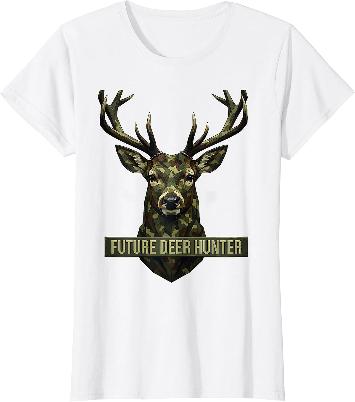 Future Deer Hunter Boys Camo Hunting Design T-Shirt - White