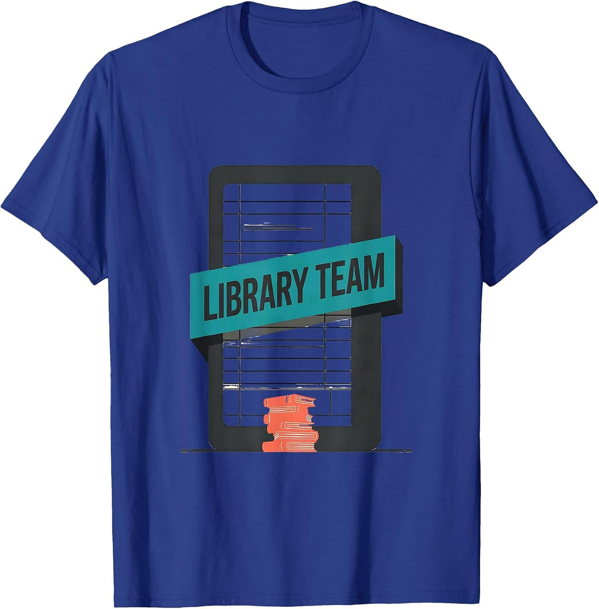 Library Team Midcentury Modern Teacher Crew First Day T-Shirt - Royal Blue