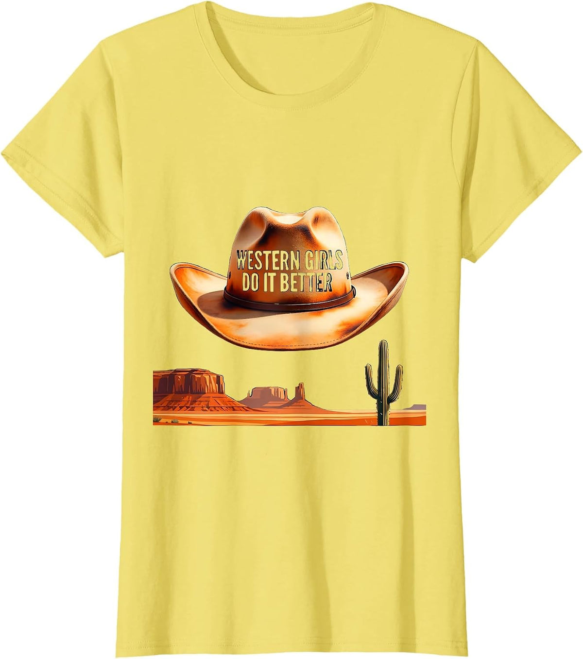 Women's Western Girls Do It Better Cowgirl Design T-Shirt - Lemon Yellow