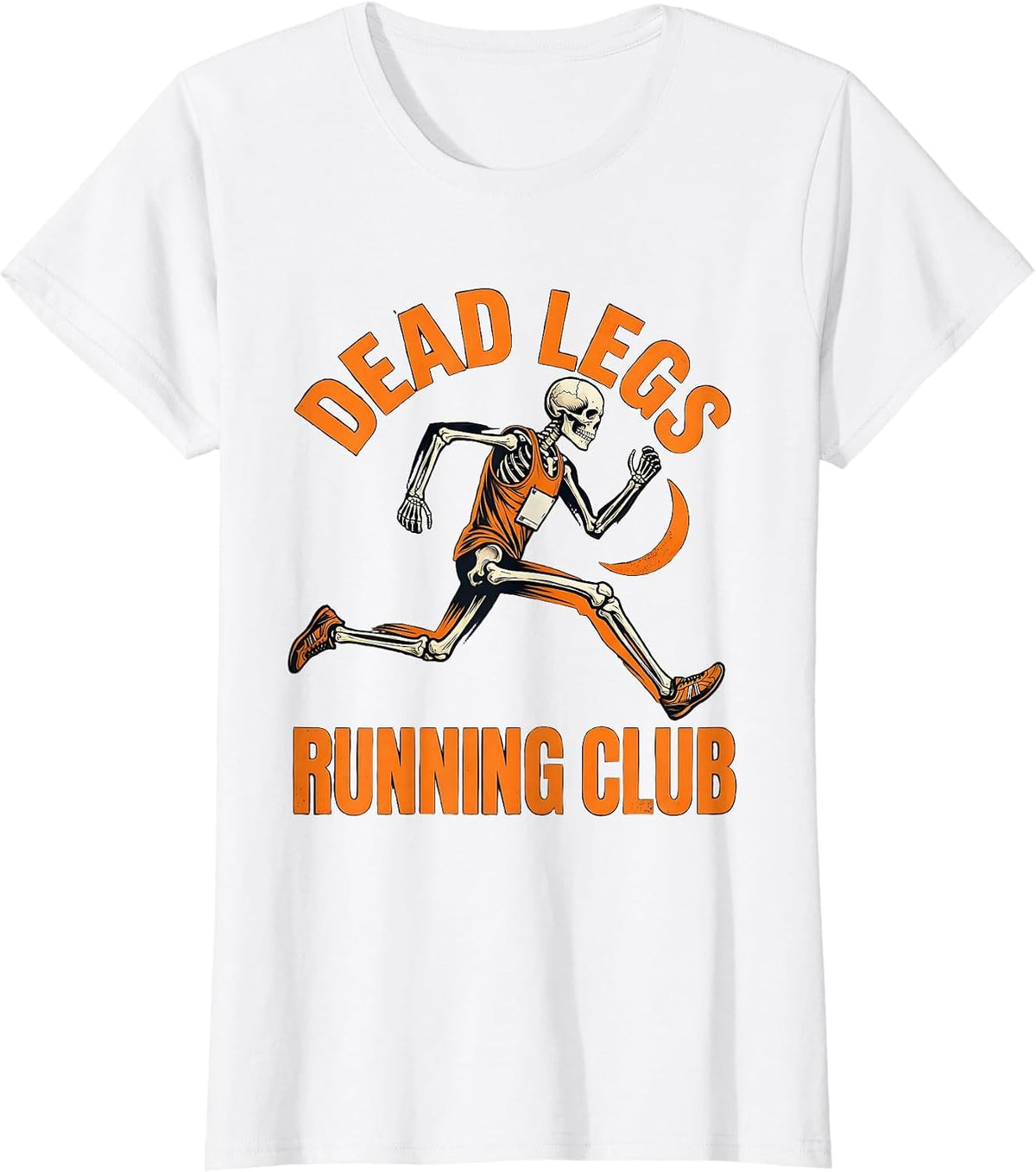 Dead Legs Running Club Funny Halloween Skeleton Runner T-Shirt - White