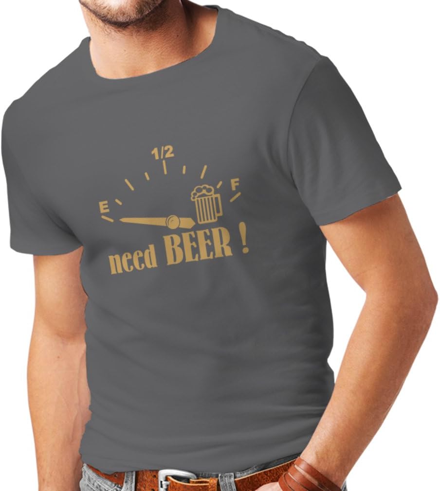Mens T-Shirt I Need More Craft Beer! Funny Gift Drinking Bar Party Slogans - Graphite Gold