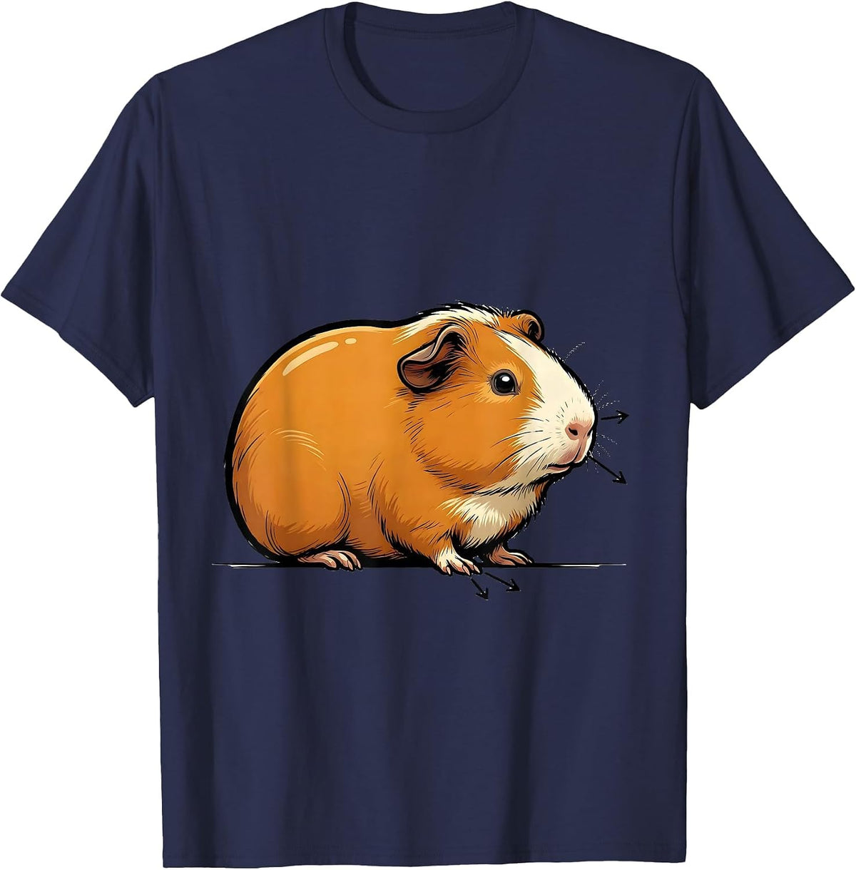 Cartoon Guinea Pig Funny Pet Lover Gift T-Shirt - Navy Blue