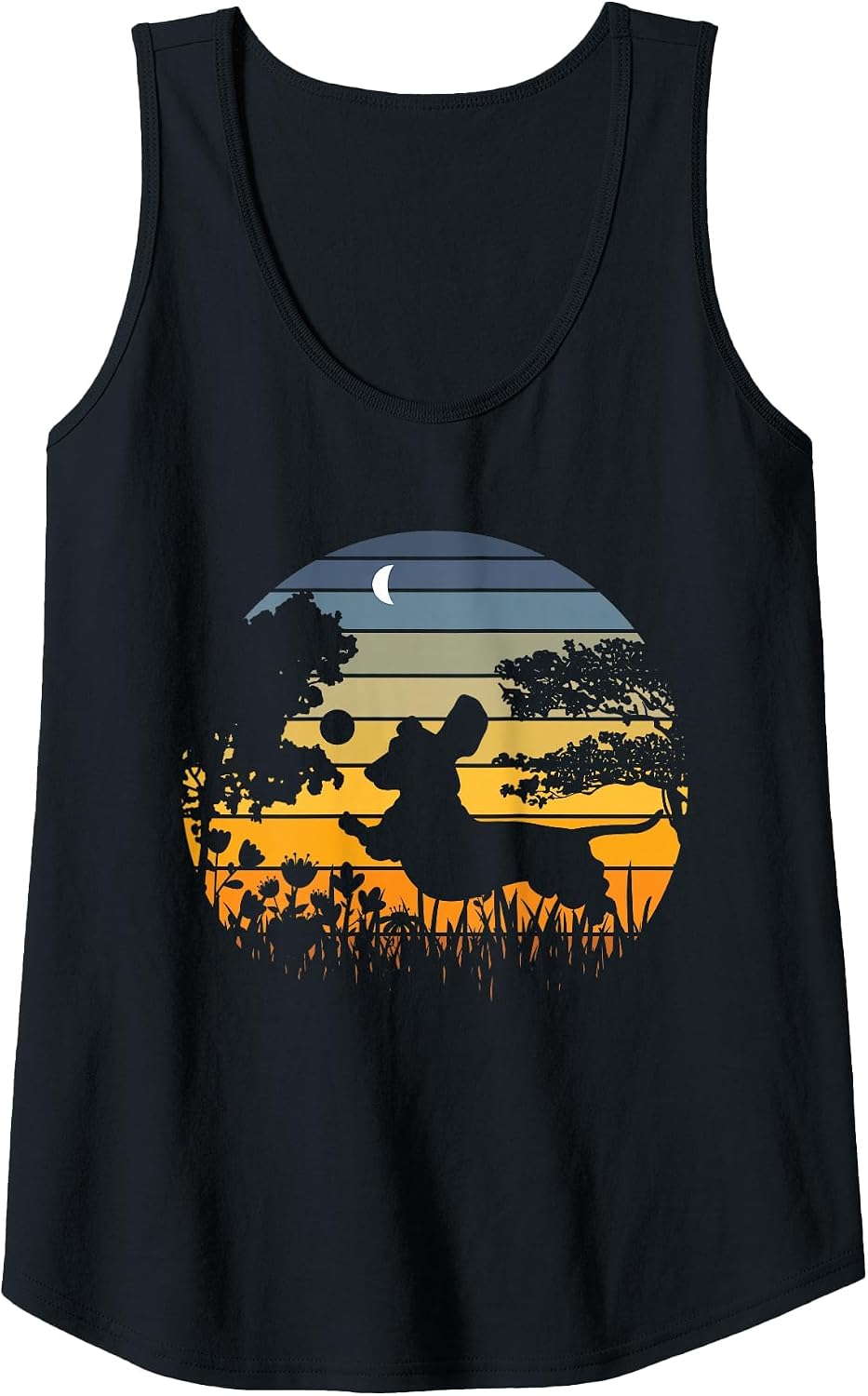Dachshund Wiener Dog Sunset Garden Nature Lover Tank Top - Black