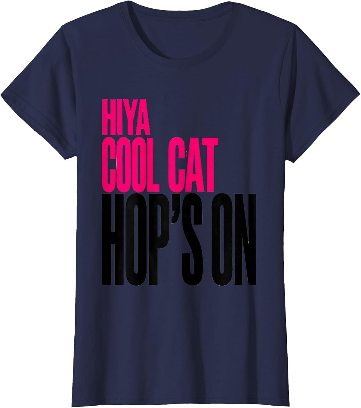 Women's Hiya Cool Cat Hop's On 1950s Sock Hop Rockabilly Party Retro T-Shirt - Navy Blue