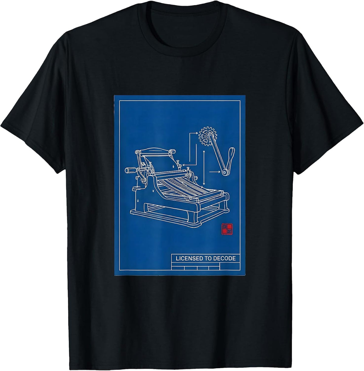 Men's Licensed To Decode Technical Blueprint Dyslexia Teacher T-Shirt - Black