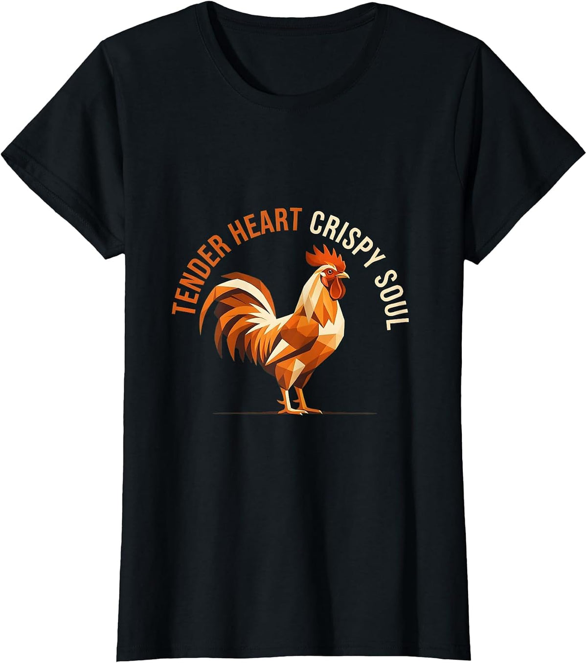 Tender Heart Crispy Soul Chicken Design T-Shirt - Black