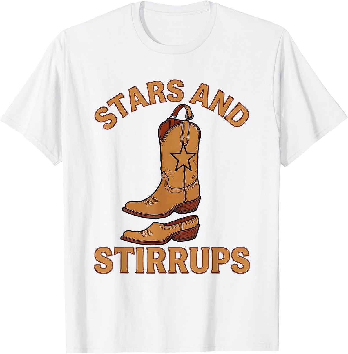 Men's Stars and Stirrups Western Graphic Design T-Shirt - White