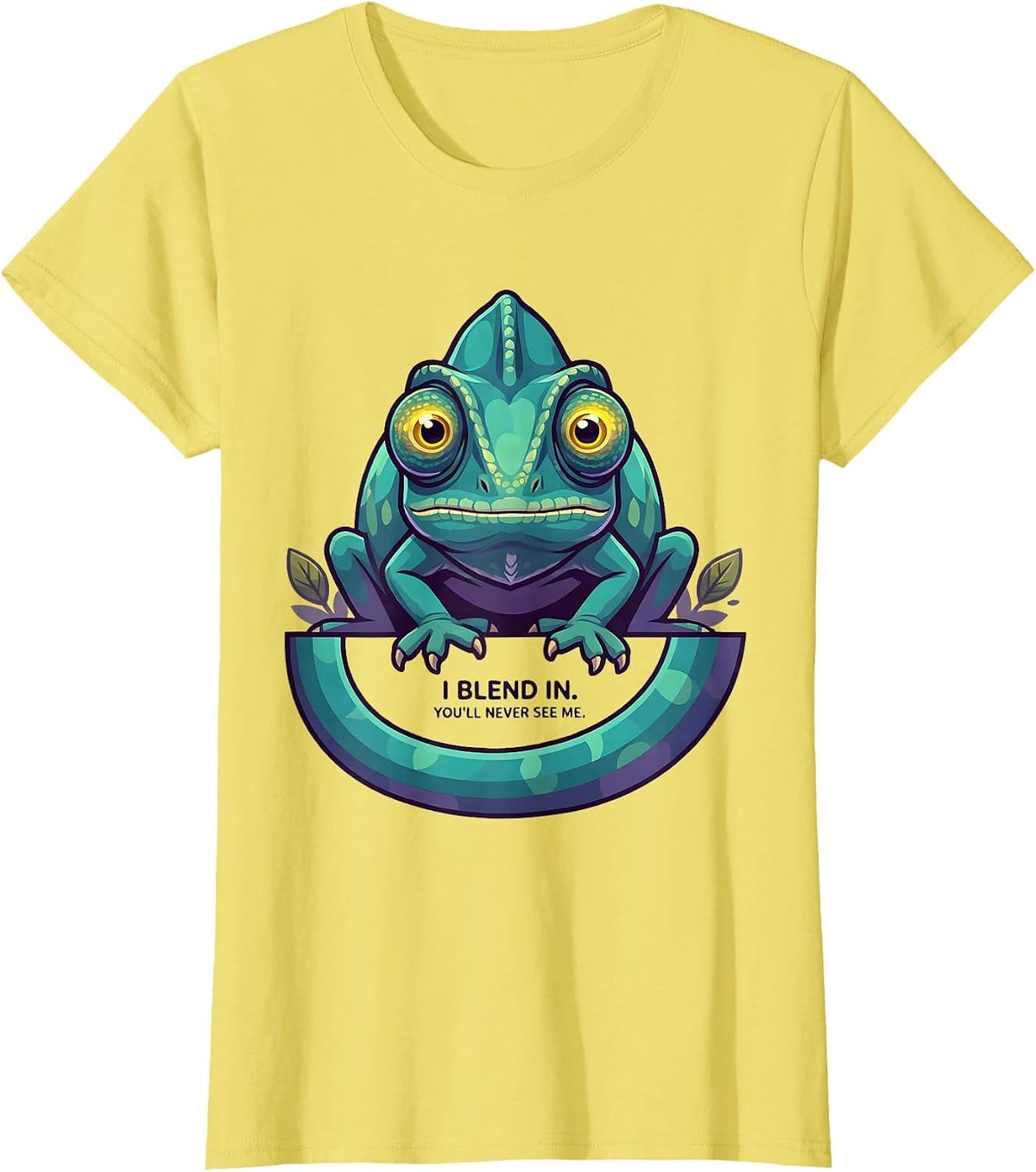 I Blend In. You'll Never See Me Funny Chameleon Halloween T-Shirt - Lemon Yellow
