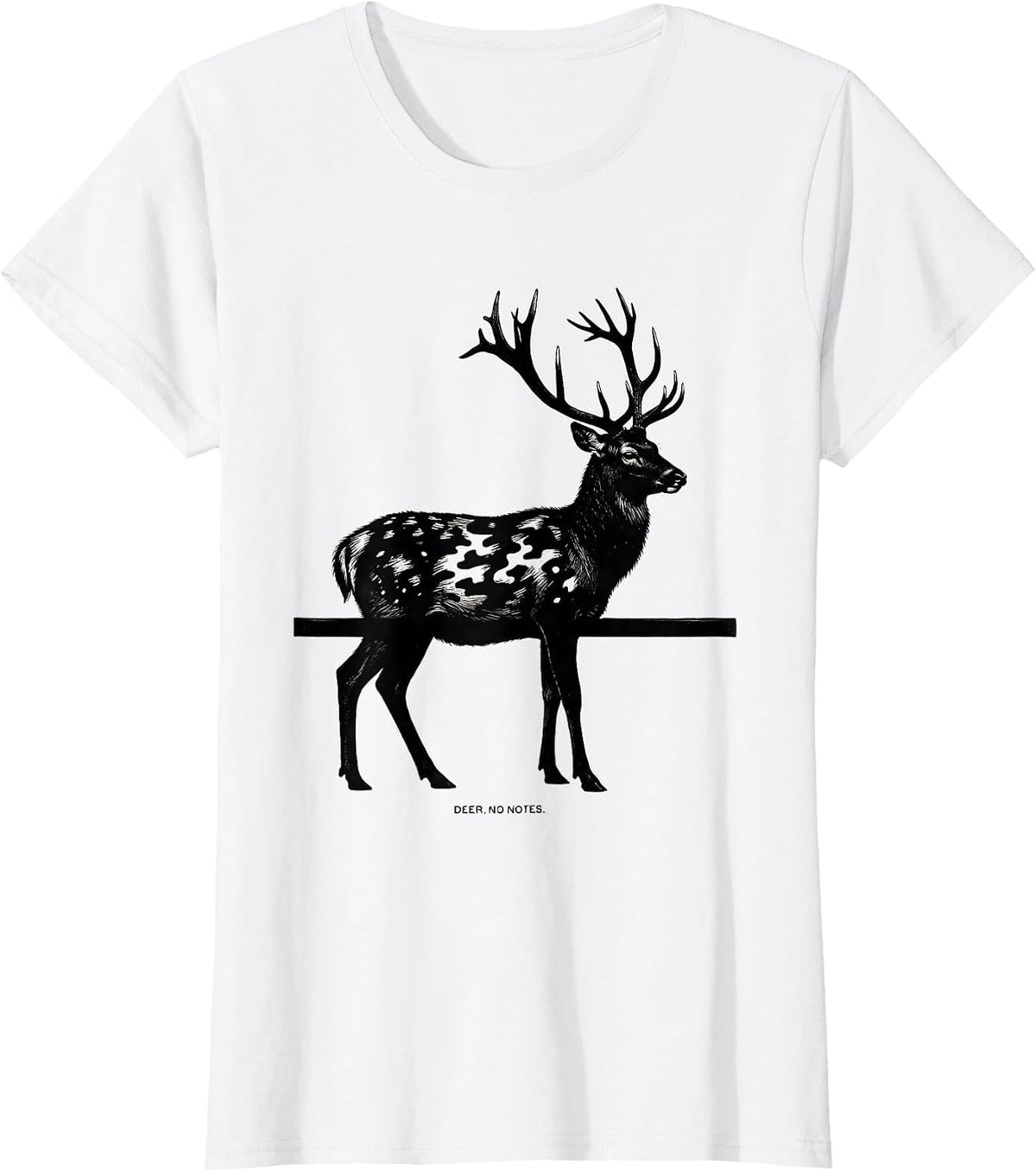 Women's Deer No Notes Scratchboard Camo Deer Hunting Gift T-Shirt - White