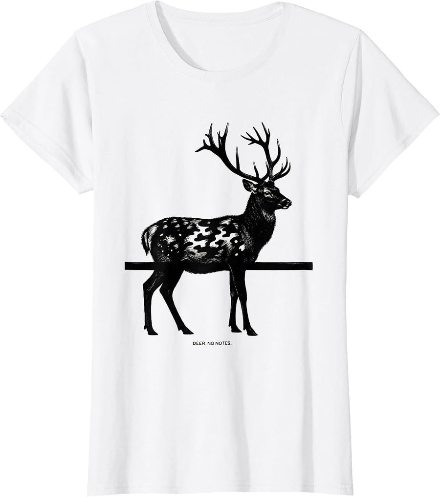 Women's Deer No Notes Scratchboard Camo Deer Hunting Gift T-Shirt - White