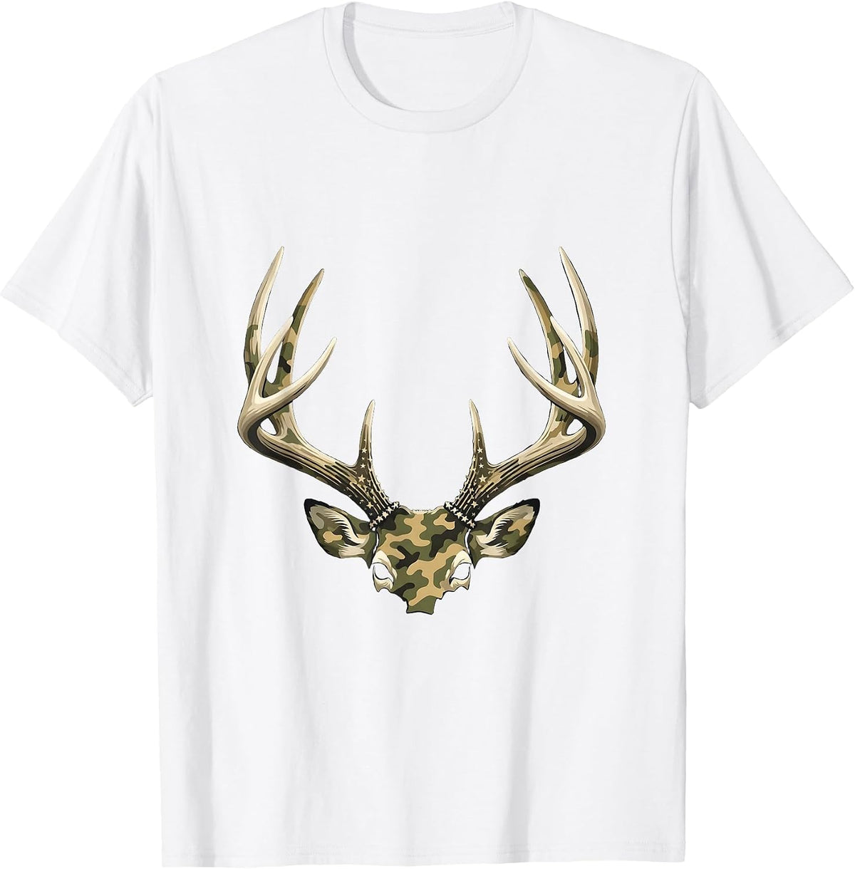 Antler Rack Camo Patriotic Hunting Dad T-Shirt - White