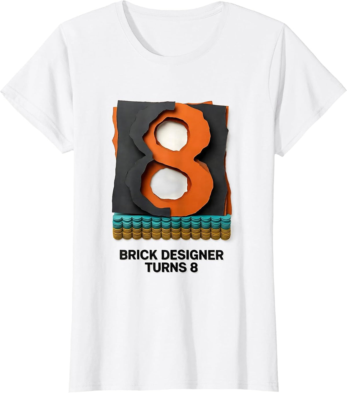 Women's Brick Designer Turns 8 Funny Master Builder Building Brick T-Shirt - White