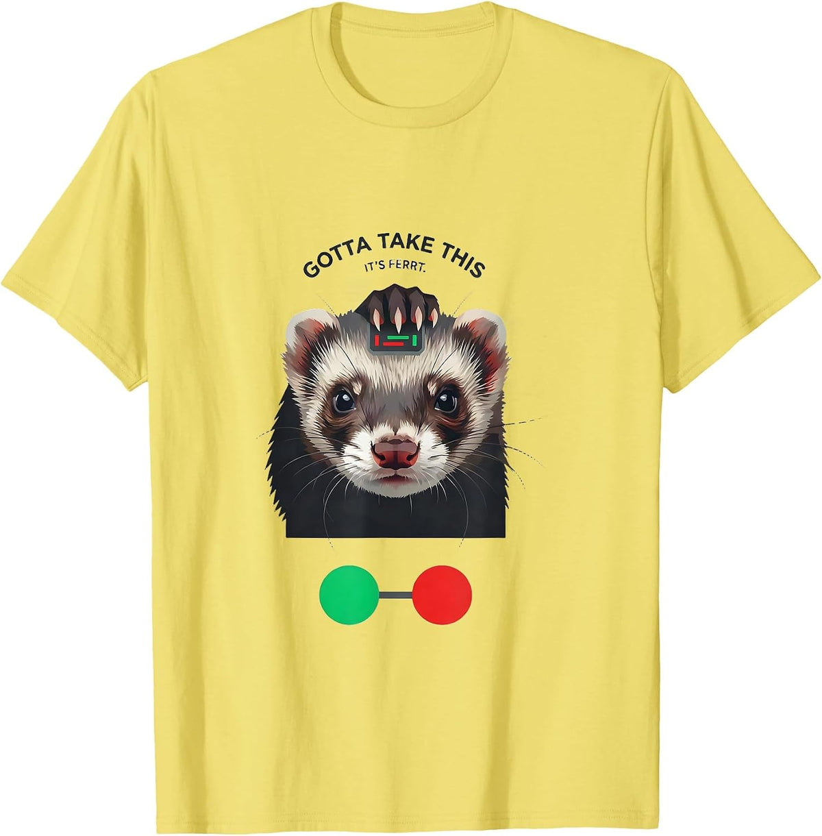 Men's Gotta Take This, It's Ferrt Funny Ferret Meme Absurdist T-Shirt - Lemon Yellow