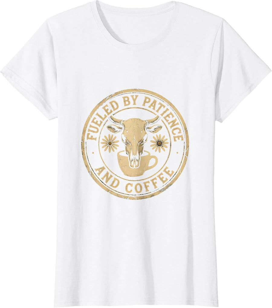Women's Fueled By Patience And Coffee Sped Teacher T-Shirt - White
