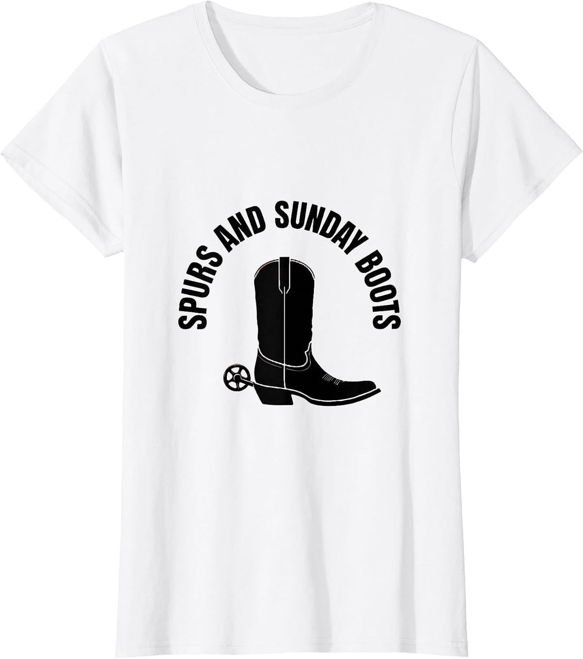 Spurs and Sunday Boots Cowgirl Design T-Shirt - White