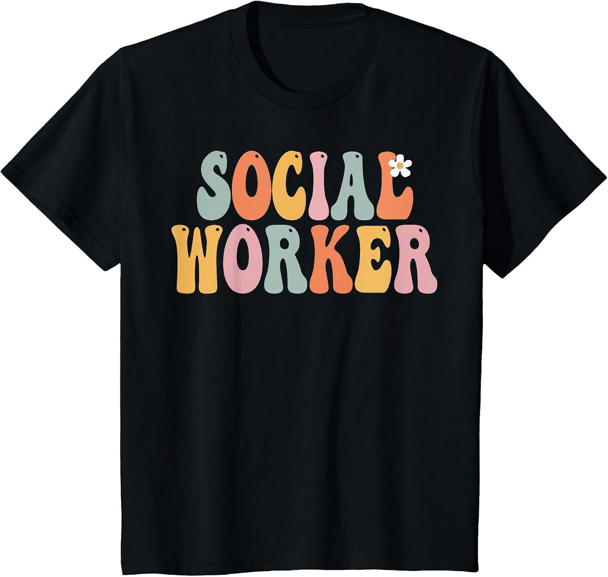 Social Worker Retro Groovy Vintage Happy First Day of School T-Shirt - Black