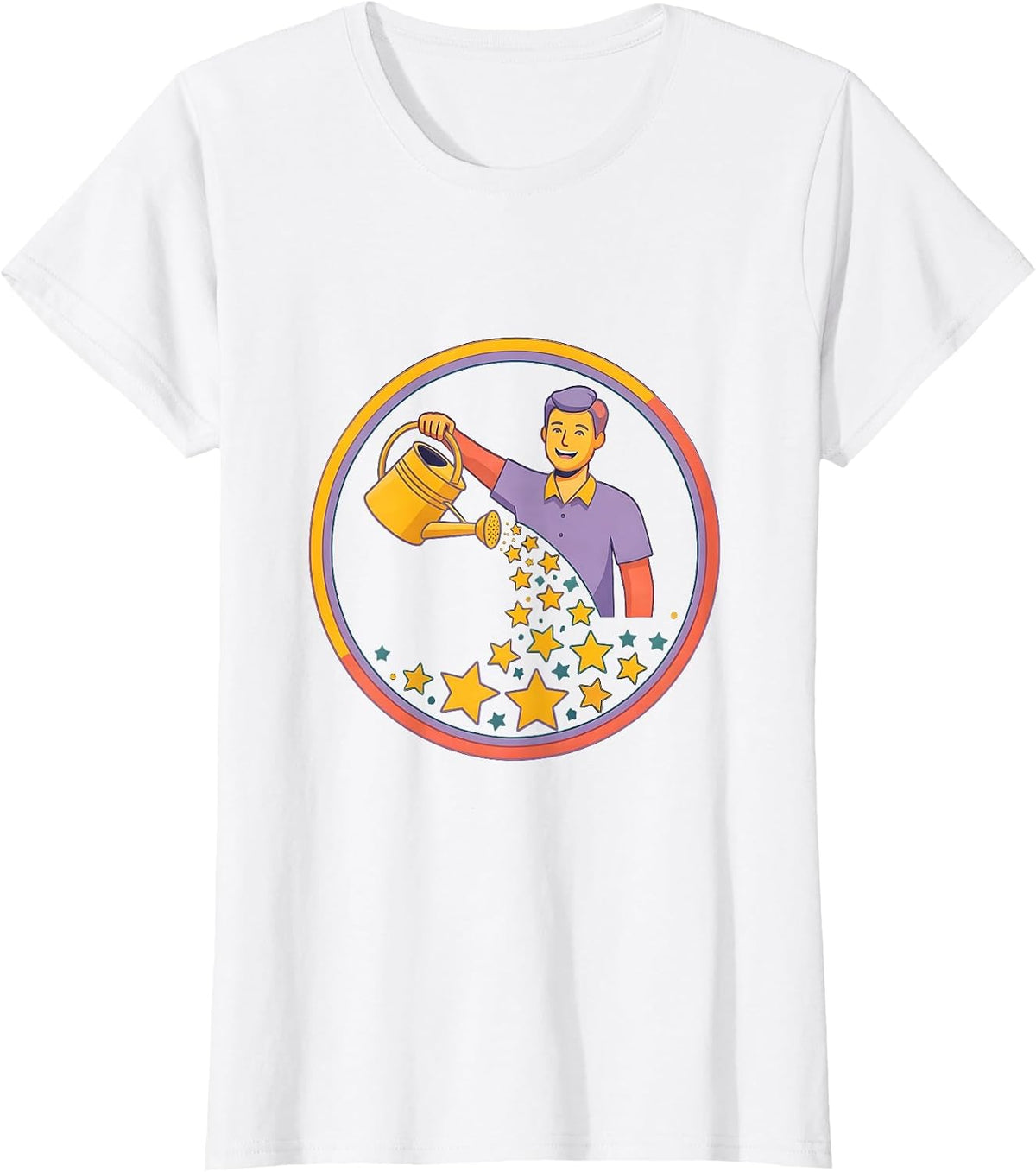 SPED Teacher Watering Stars Illustration T-Shirt - White