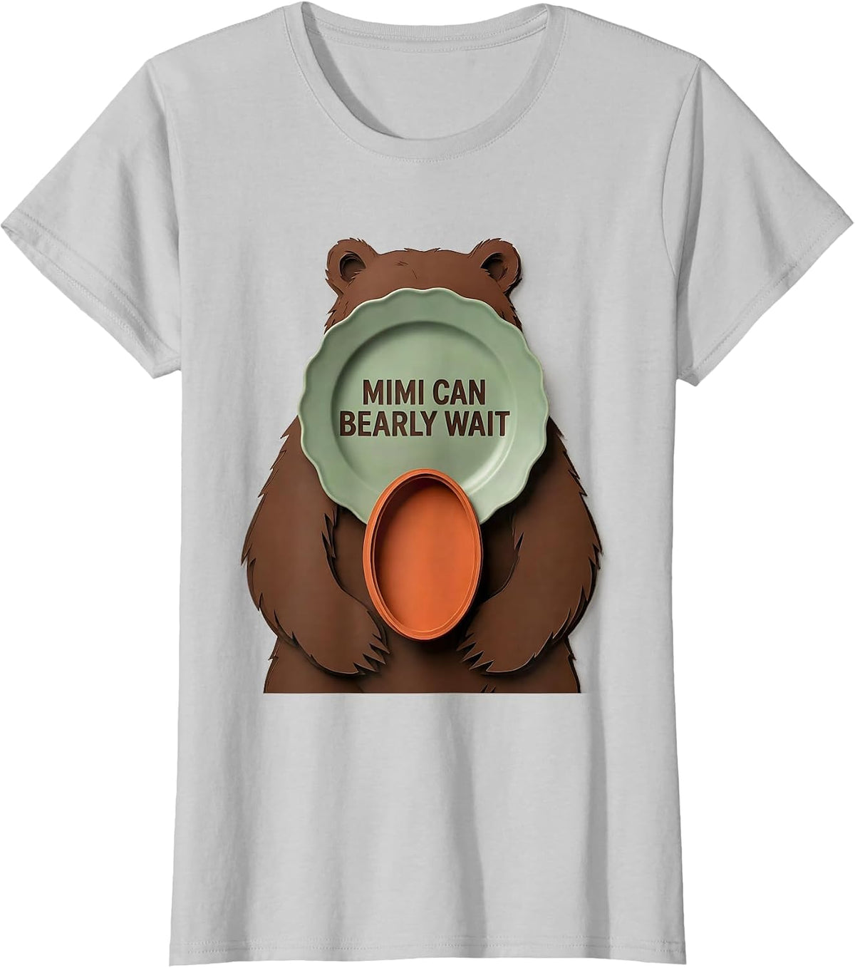 Women's Mimi Can Bearly Wait Sentimental Family Matching Baby Shower T-Shirt - Silver Grey