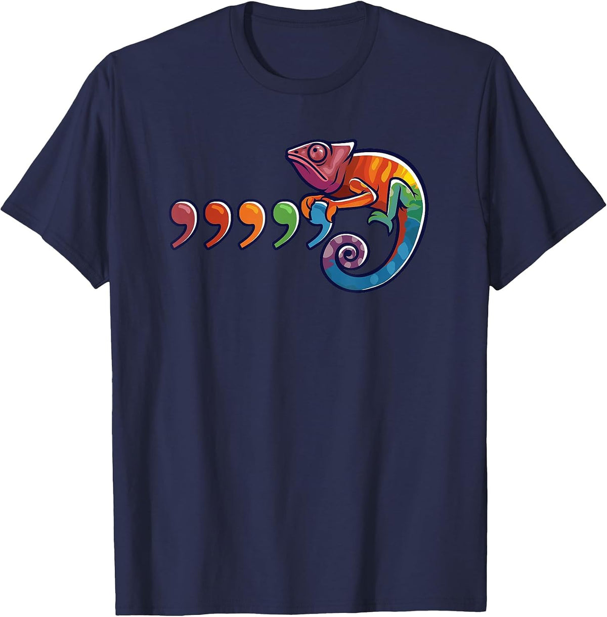 Comma Chameleon Funny 80's Throwback THE Original T-Shirt - Navy Blue
