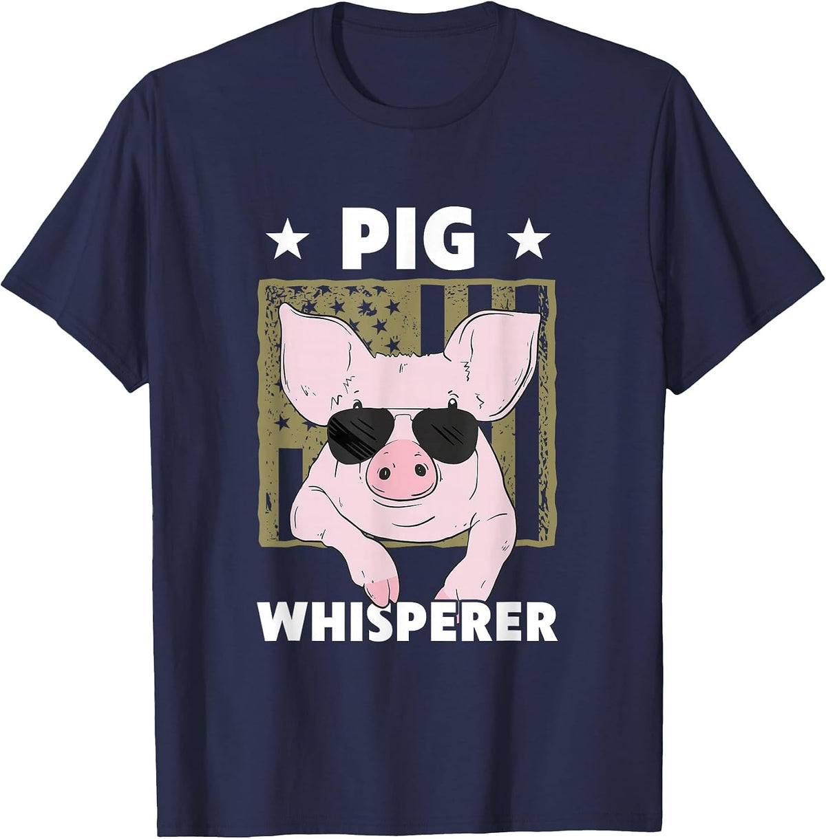 Pig Whisperer Funny Pig Design Hog Farmer T-Shirt - Navy Blue