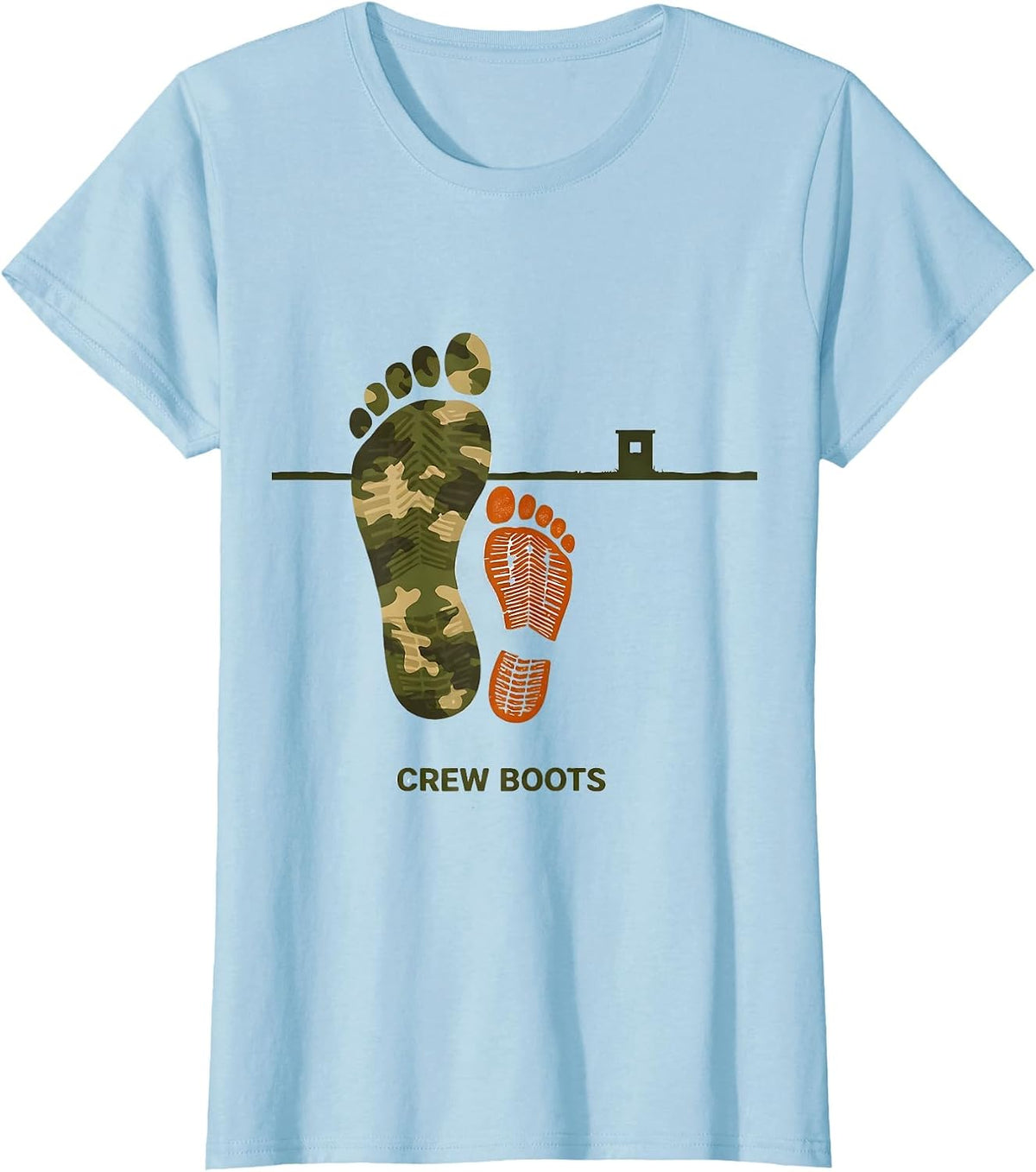 Women's Crew Boots Camo Deer Hunting Youth Funny Hunting Family T-Shirt - Baby Blue