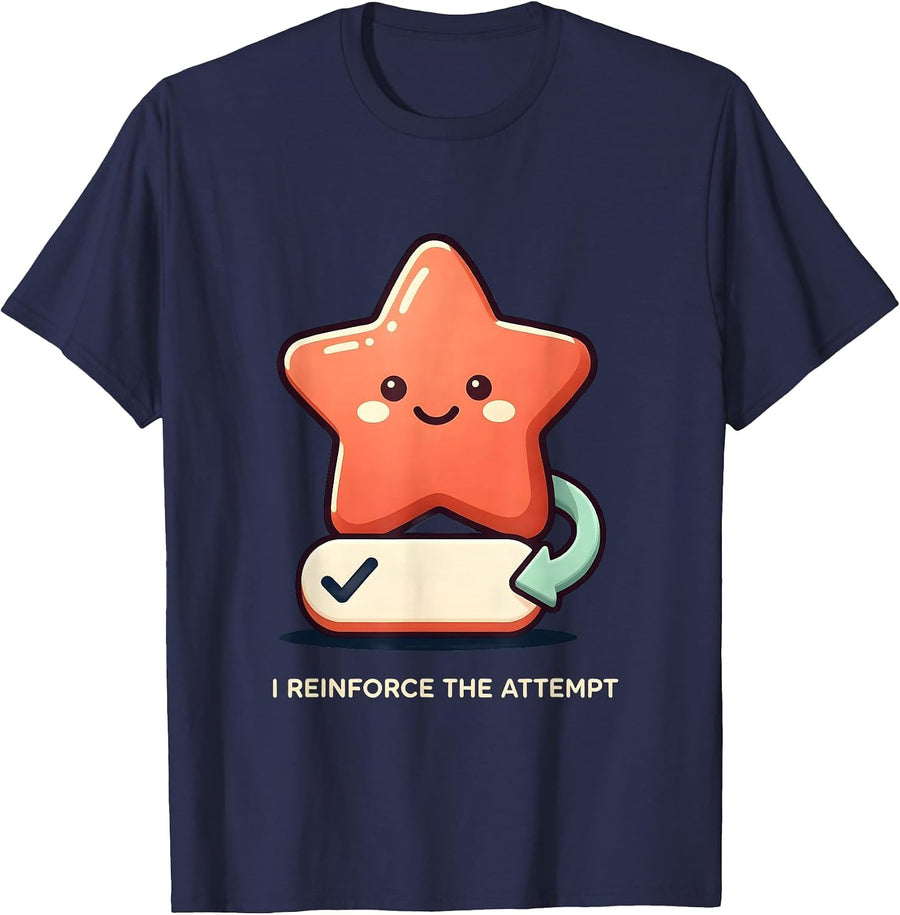 I Reinforce The Attempt Cute Kawaii Special Education T-Shirt - Navy Blue