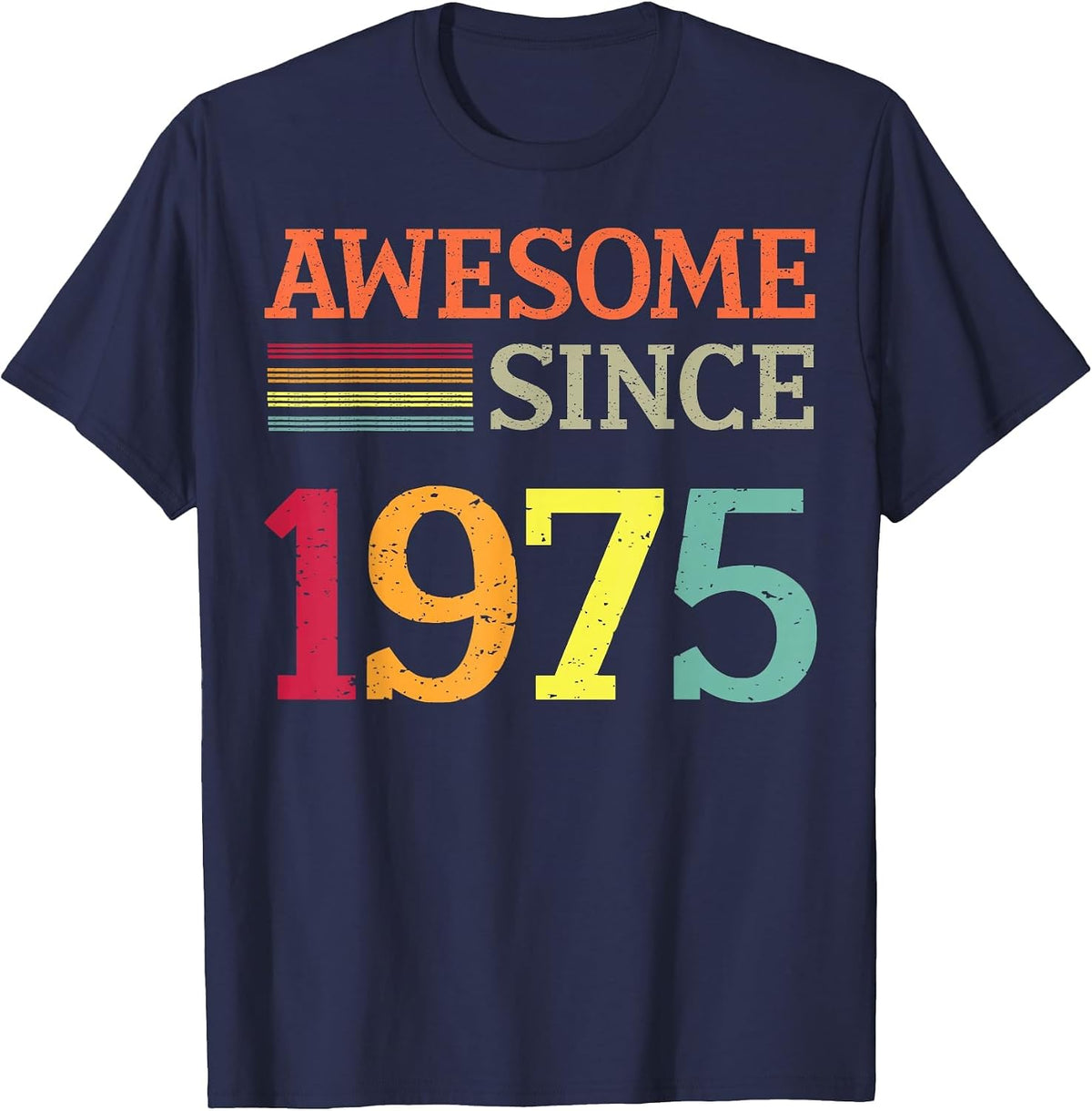 Awesome Since 1975 48th Birthday Retro Vintage T-Shirt - Navy Blue