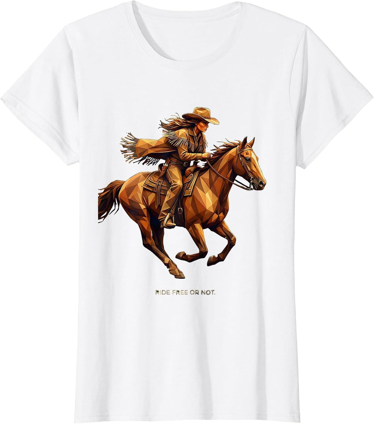 Ride Free or Not Western Women Graphic Design T-Shirt - White