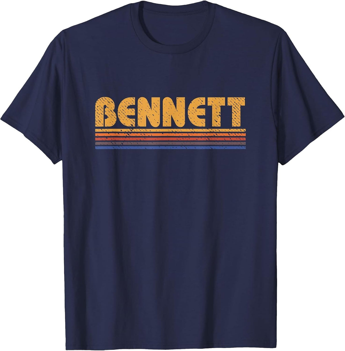 Bennett Vintage 80s Retro Style T-Shirt - Navy Blue