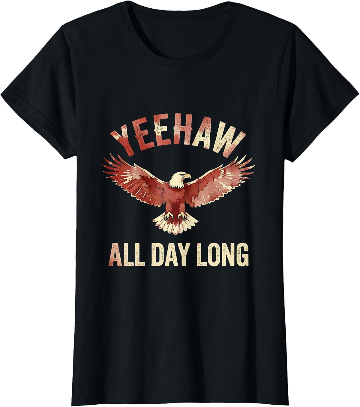 Yeehaw All Day Long Western Cowboy Design T-Shirt - Black