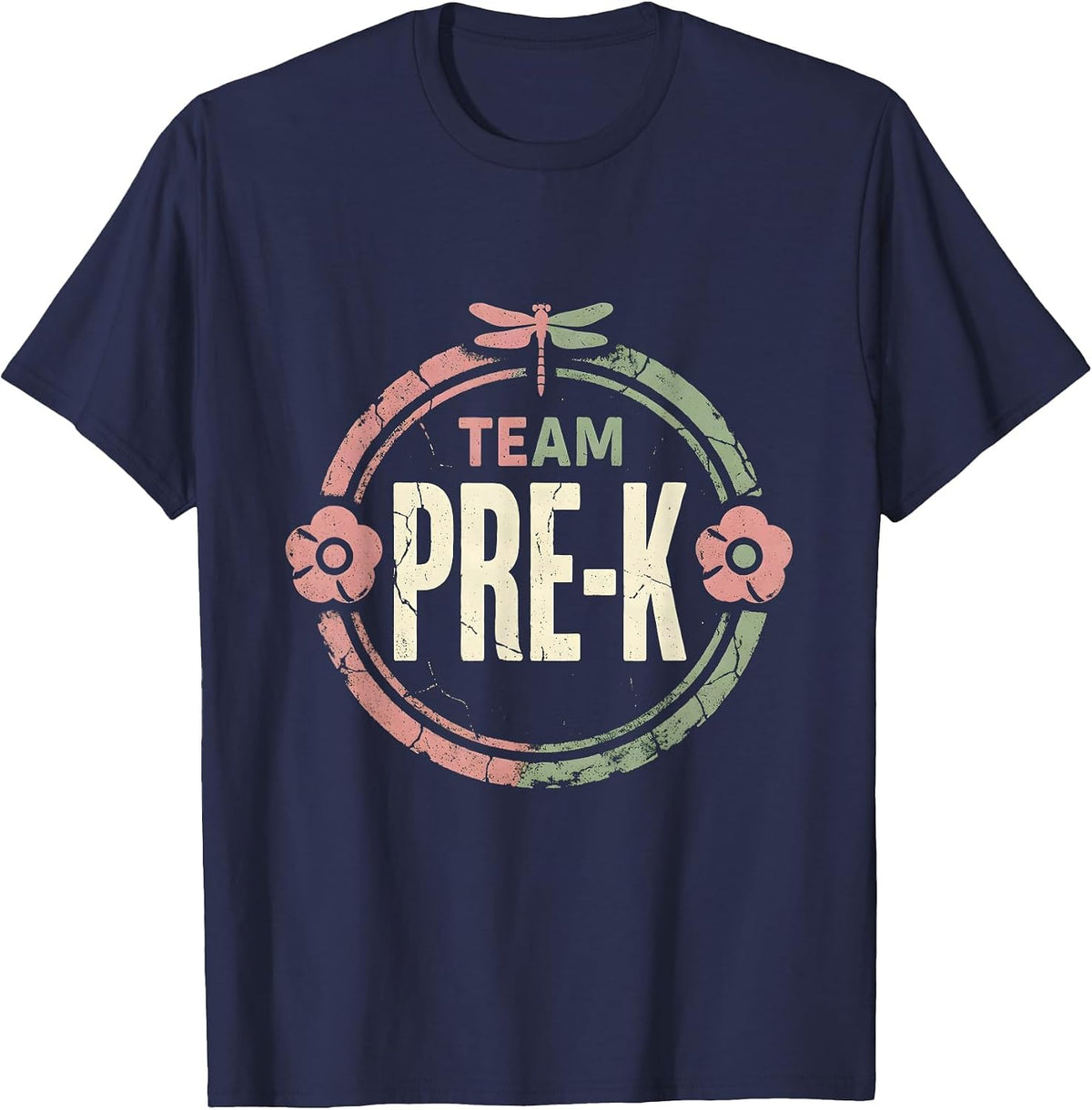 Team Pre-K Floral Boho Teacher Gift Back To School T-Shirt - Navy Blue
