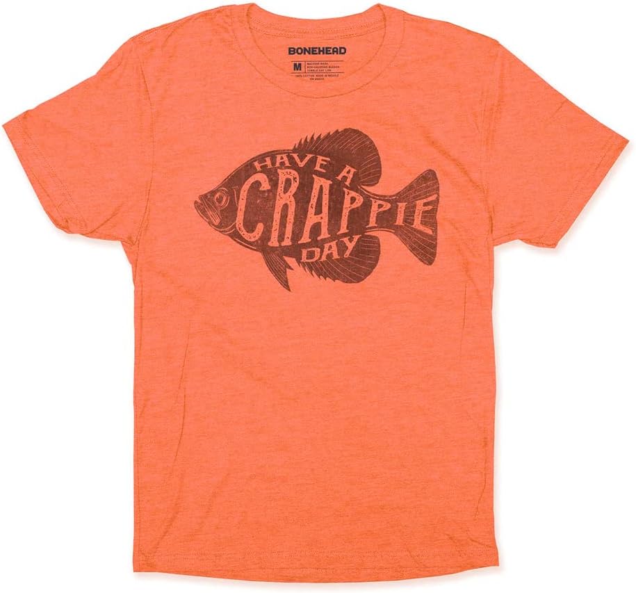 Bone Head Outfitters Have a Crappie Day Short Sleeve - Premium Cotton/Poly Fishing Funny T-Shirt - Orange Heather