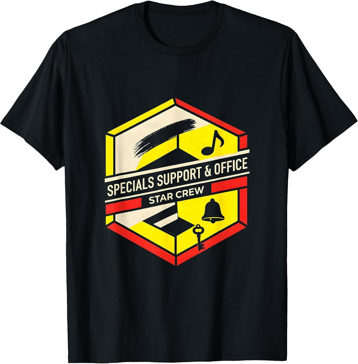 Men's Specials Support Office Star Crew Teacher Appreciation Crew T-Shirt - Black