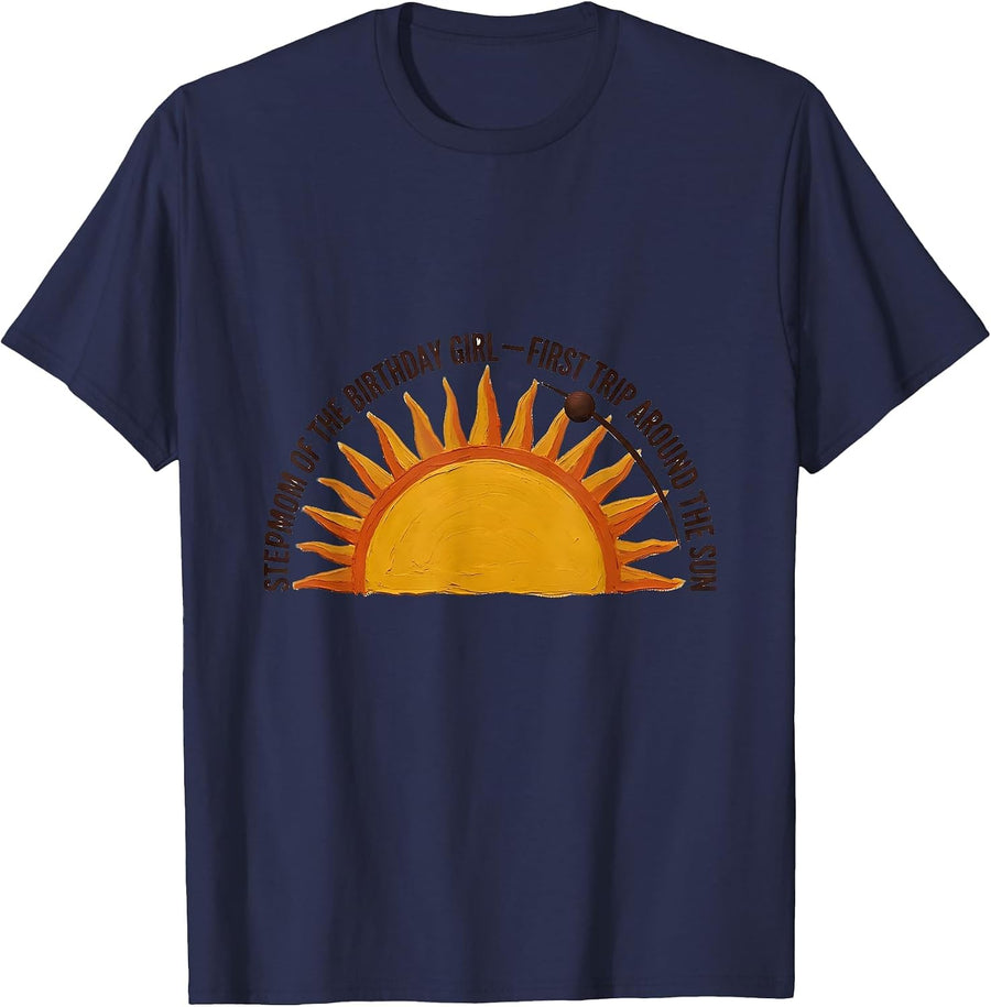 Stepmom of the Birthday Girl — First Trip Around the Sun T-Shirt - Navy Blue