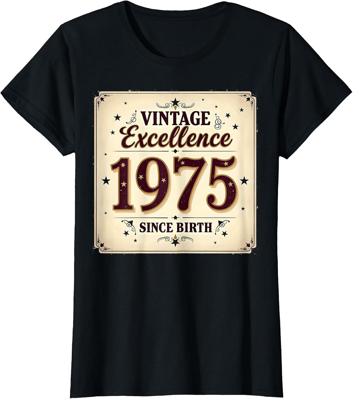 Vintage Excellence Since Birth 1975 Design T-Shirt - Black
