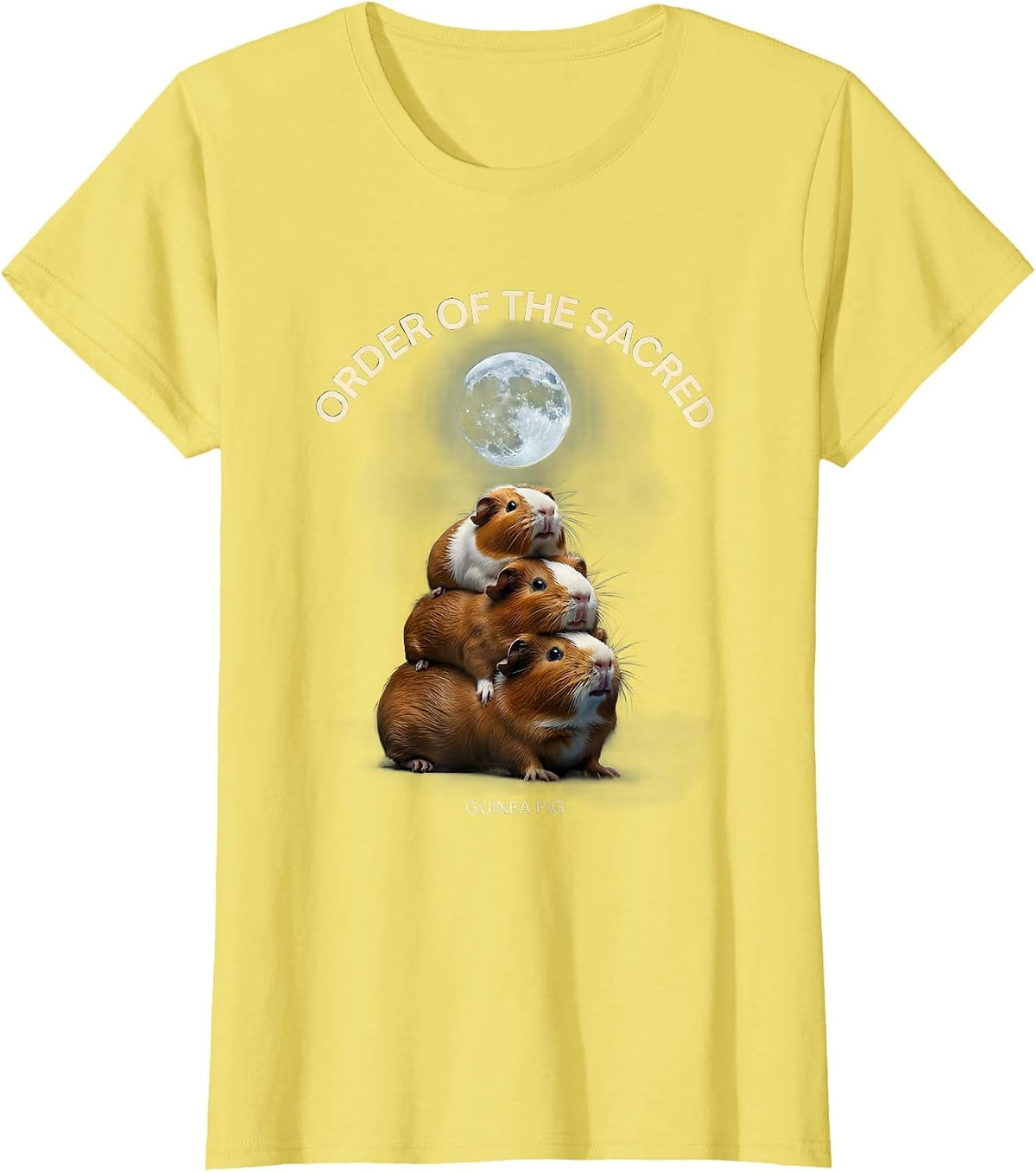 Order of the Sacred Guinea Pig Funny Guinea Pig Lover Parody T-Shirt - Lemon Yellow