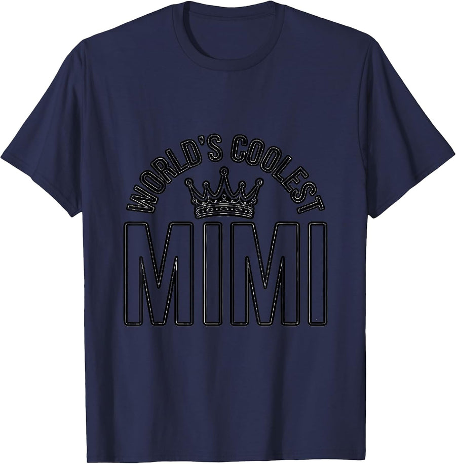 World's Coolest Mimi Grandmother Pride Design T-Shirt - Navy Blue