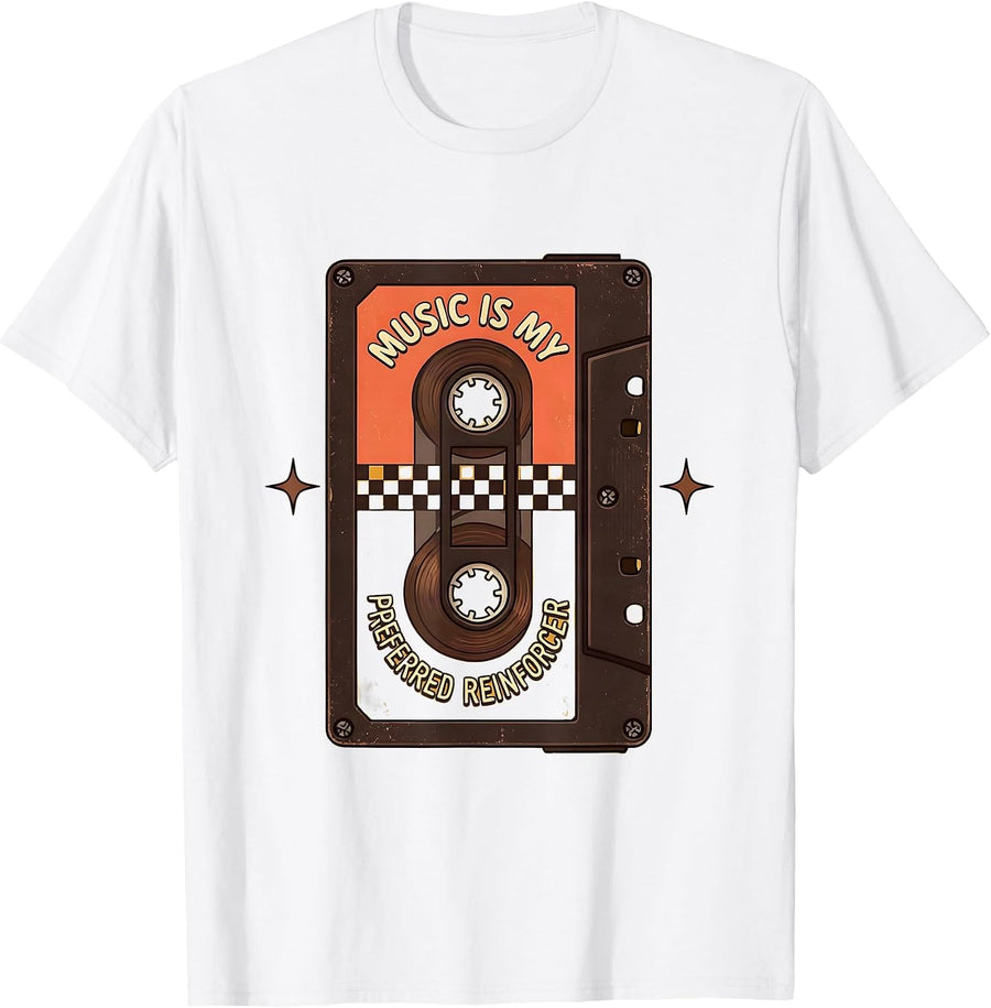 Men's Music Is My Preferred Reinforcer Retro ABA RBT Therapist T-Shirt - White