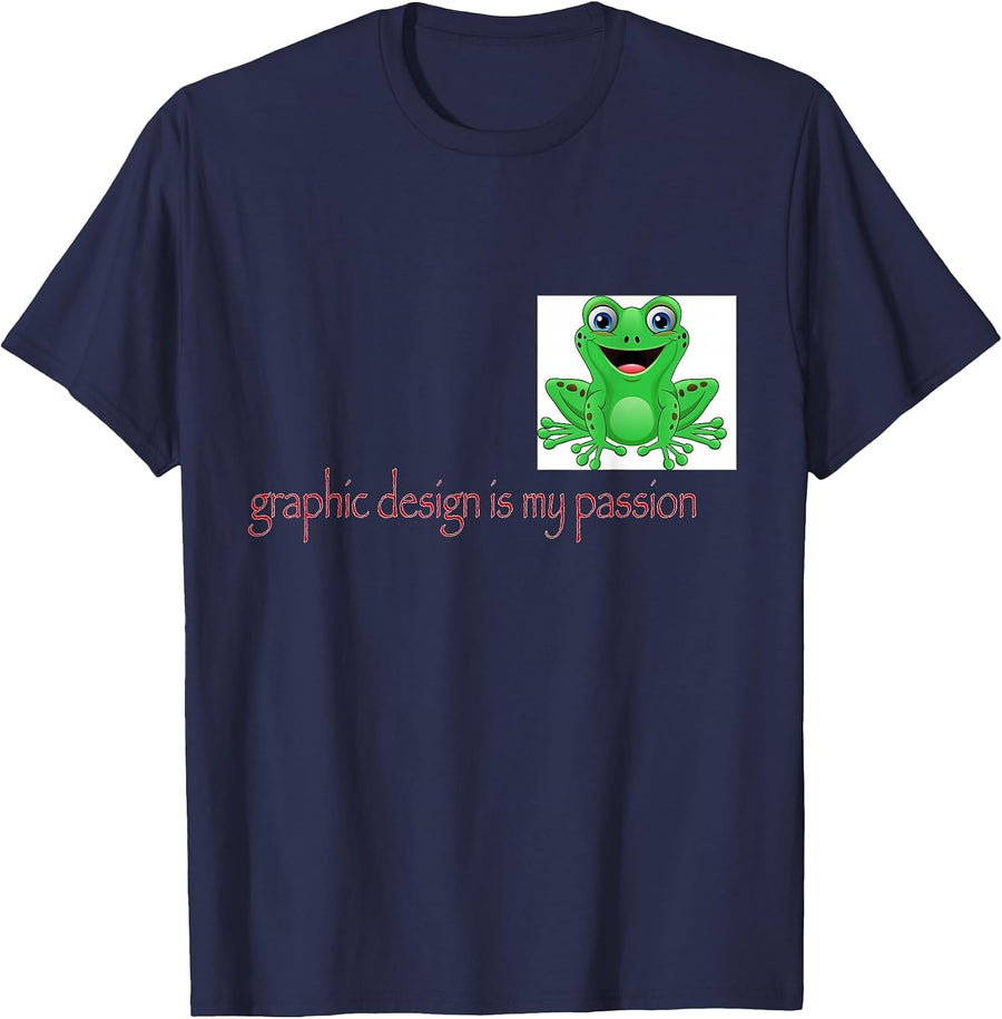 Graphic Design is My Passion - Papyrus, Green Frog T-Shirt - Navy Blue