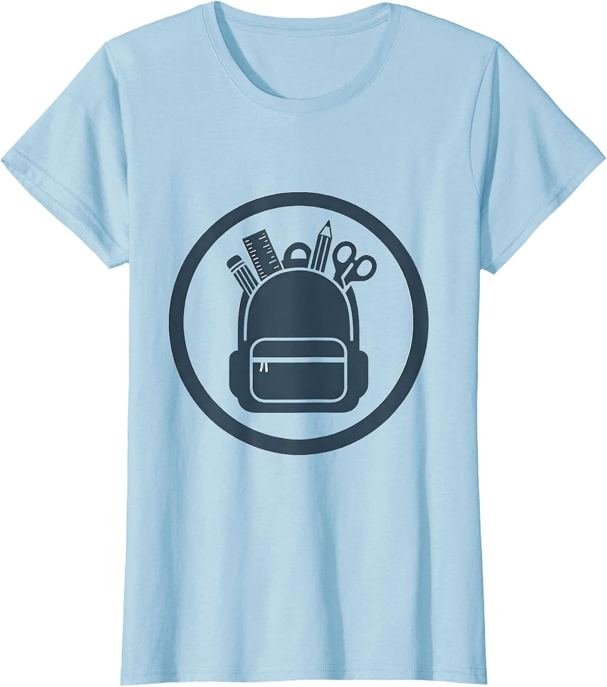 Middle School Teacher Overflowing Backpack Design T-Shirt - Baby Blue