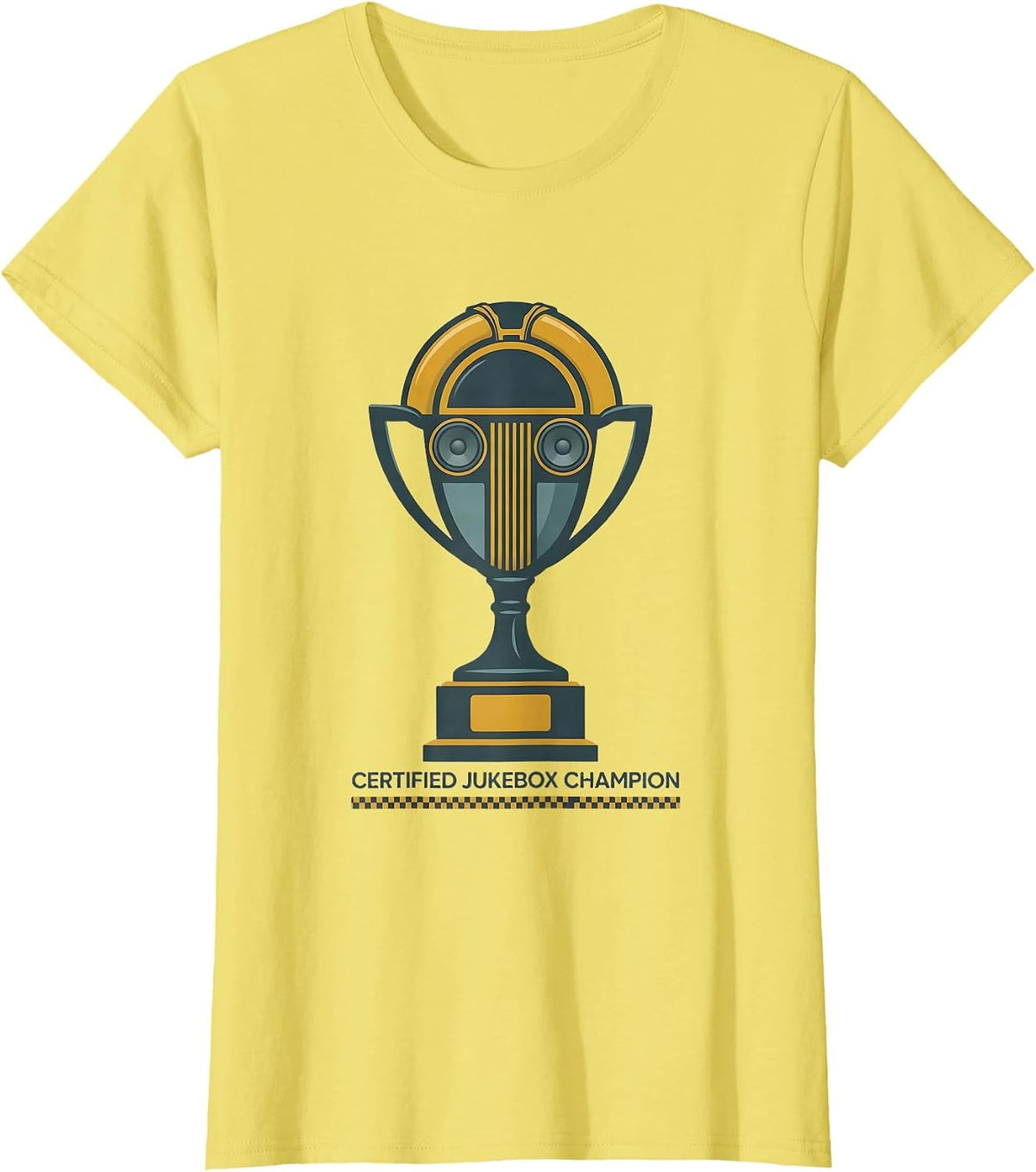 Women's Certified Jukebox Champion Retro 1950s Sock Hop Rockabilly T-Shirt - Lemon Yellow