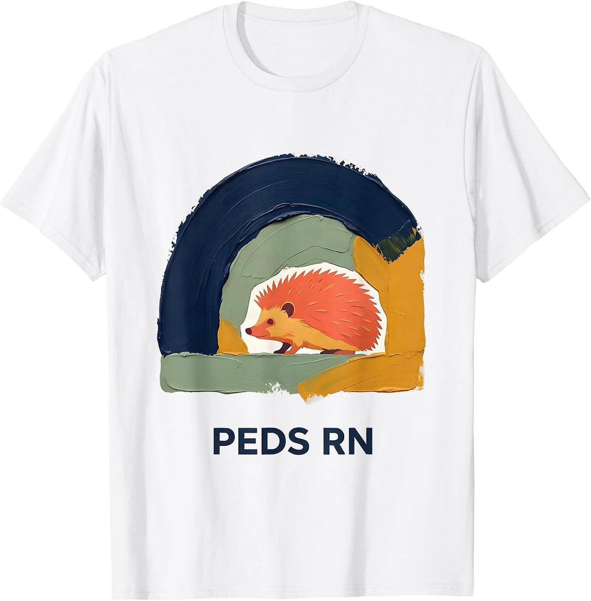 Men's PEDS RN Cute Hedgehog Pediatric NICU Nurse Work Pride T-Shirt - White