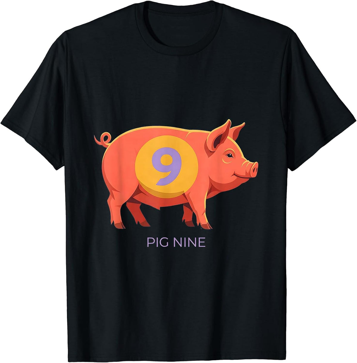 Men's Pig Nine Funny Pig Lover Novelty Humor T-Shirt - Black