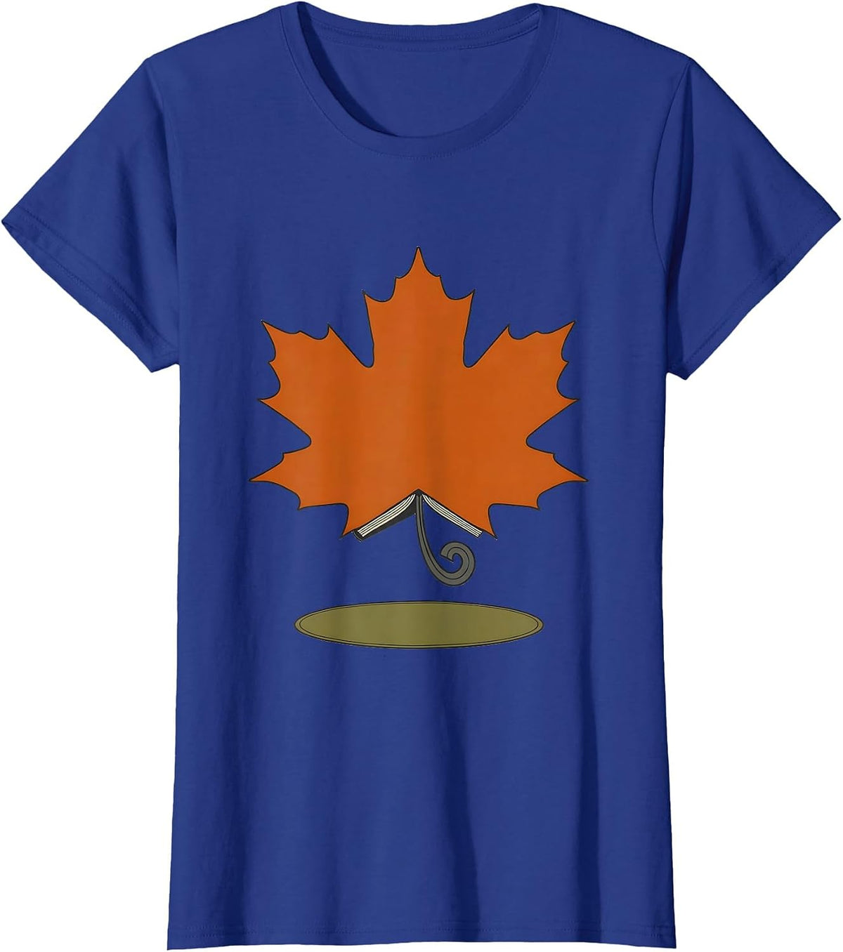 Women's Maple Leaf Teacher Fall Learning Pride Seasonal T-Shirt - Royal Blue