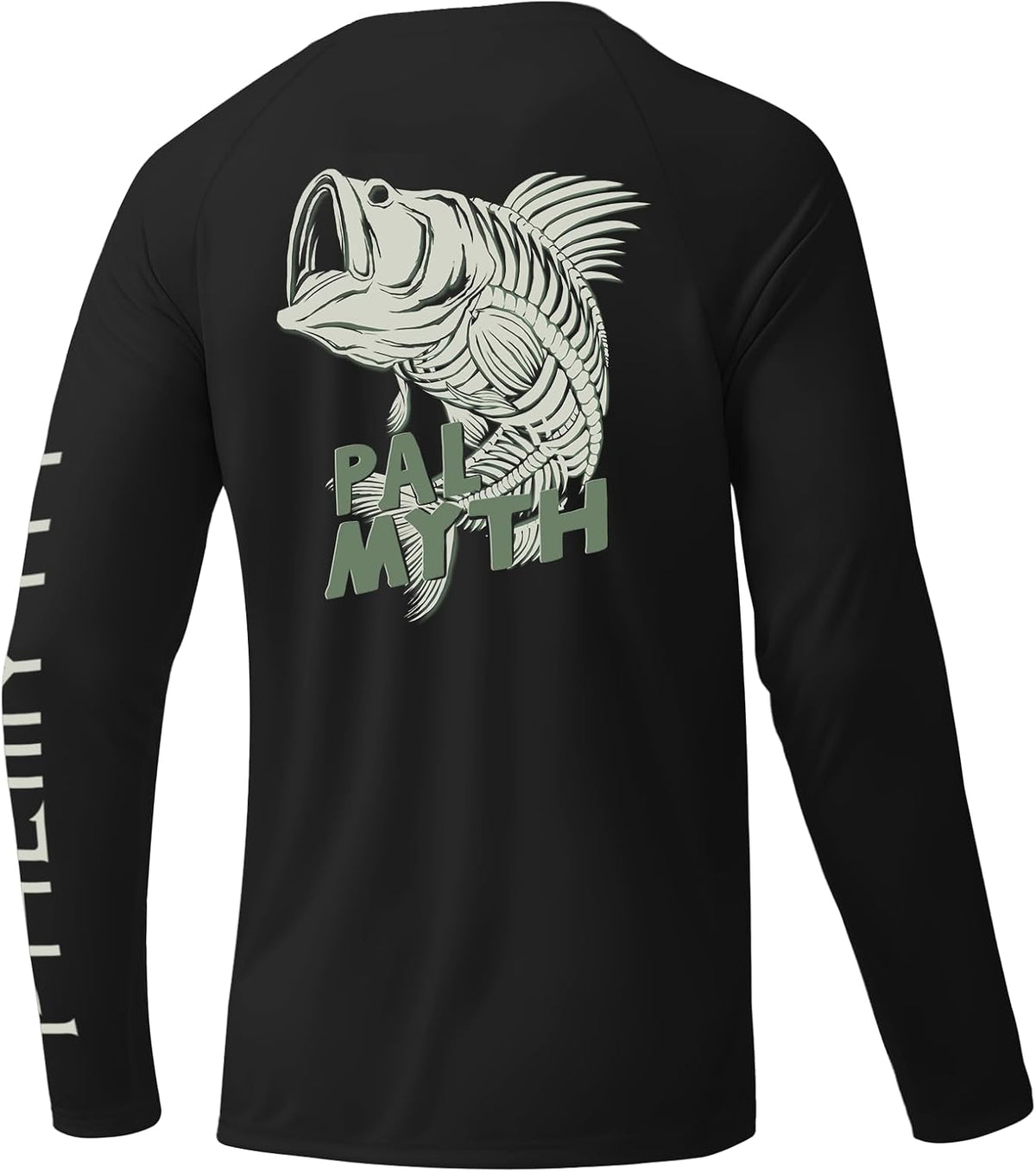 Palmyth Fishing Shirts for Men Long Sleeve UPF 50+ Sun Protection UV T Shirt Tee - Black \/ Bass Bone