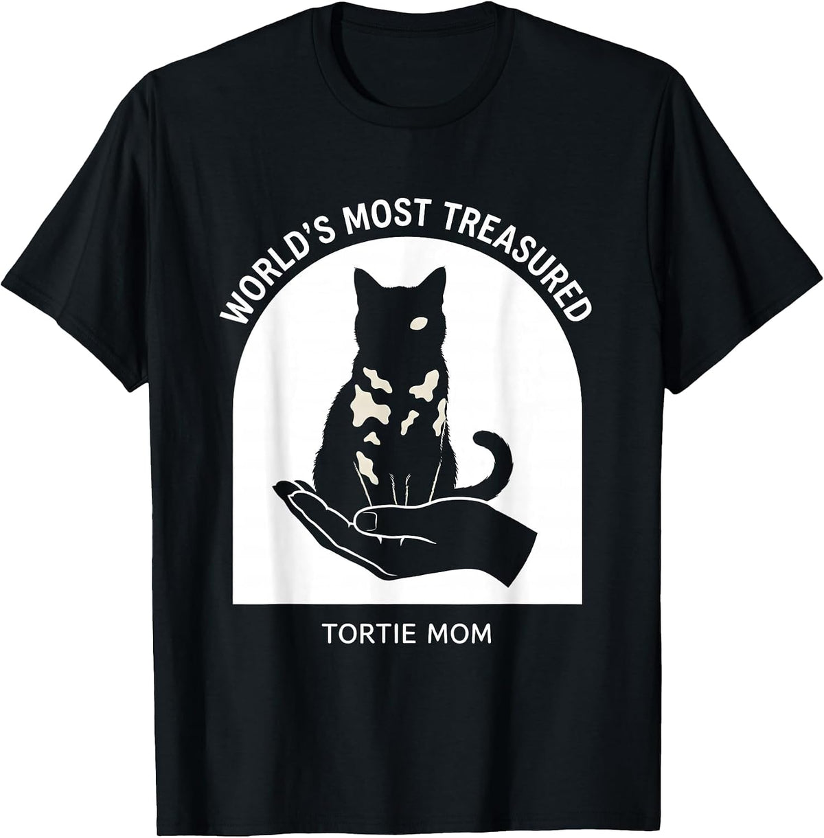 Men's World's Most Treasured Tortie Mom Funny Tortoiseshell Cat T-Shirt - Black
